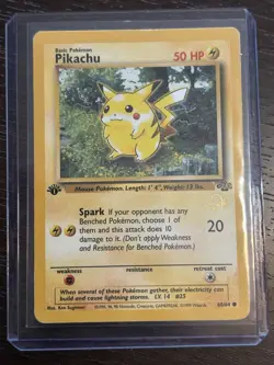 Pikachu Gold W Stamp 60/64 1st Edition Jungle Duelist Promo Pokemon Card WOTC - Image 1