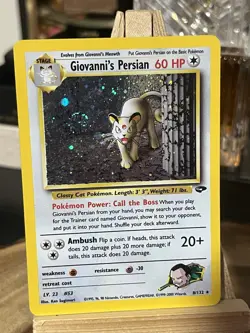 Pokemon TCG Giovanni's Persian 8/132 Gym Challenge Holo Rare Unlimited Swirl - Image 1