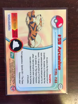 1999 Topps Pokemon TV Animation Series 1 Arcanine Green Logo #59 - Image 2
