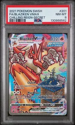 2021 POKEMON CHILLING REIGN #201 FA/BLAZIKEN VMAX CHILLING REIGN PSA 8 - Image 1