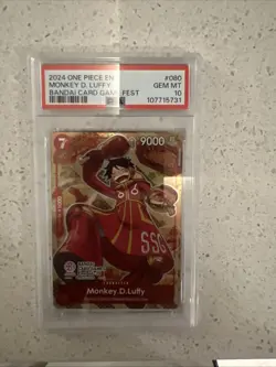 2024 ONE PIECE PROMOS BANDAI CARD GAME FEST #080 MONKEY D. LUFFY PSA 10 - Image 1