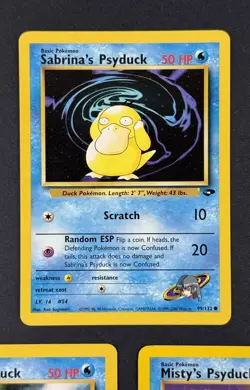 Vintage 5-Card Pokemon TCG Gym Heroes / Challenge WoTC Psyduck Misty Sabrina LOT - Image 2