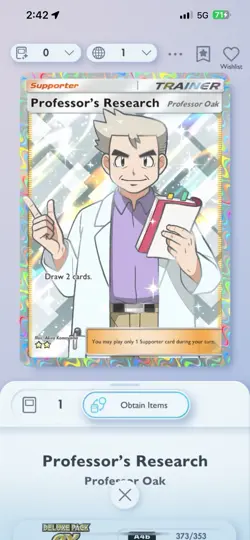 Pokemon TCG Pocket ⭐⭐ Limited Professor’s Research Digital Card - Image 1