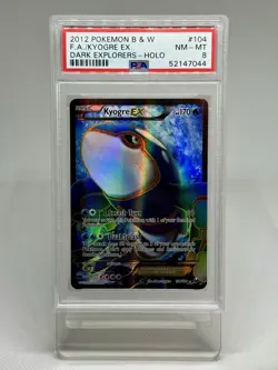 Pokemon Black & White Dark Explorers Kyogre EX Full Art Holo 104/108 PSA 8 - Image 1