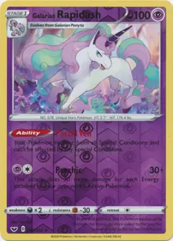 Pokemon - Galarian Rapidash - 082/202 - Rare - Reverse Holo - Sword & Shield - B - Image 1