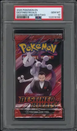 PSA 10 Pokemon SV Destined Rivals Sealed Pack Giovanni & Mewtwo Gem Mint 2025 - Image 1