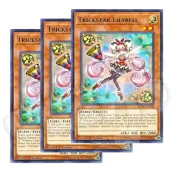 Yugioh - Trickstar Lilybell x 3 - 1st Edition Rare NM - Free Holographic Card - Image 1