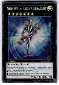 Number 7: Lucky Straight GAOV-EN091 Secret Rare 1st Edition Yugioh NM - Image 1