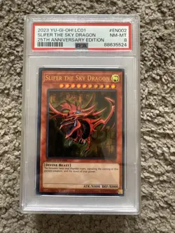 2023 YU-GI-OH! LC01-LEGEND COLL: 25TH ANV ED #EN002 SLIFER THE SKY DRAGON PSA 8 - Image 1