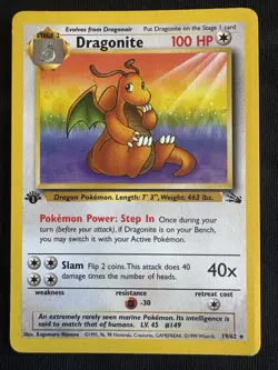 Dragonite 19/62 Pokemon Card TCG 1st Edition Fossil Regular Non-Holo LP - Image 2