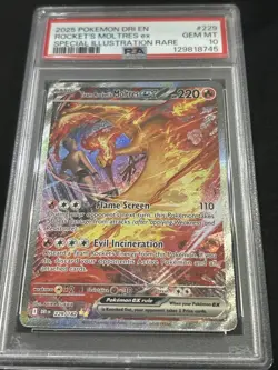 Pokemon TCG Moltres EX Team Rockets Card 229/182 Sir Destined Rivals PSA 10 GM - Image 2