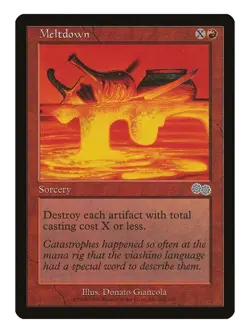 Meltdown MTG Urza's Saga Uncommon LP Lightly Played Single Card - Image 1