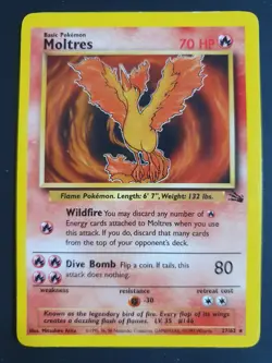 Moltres 27/62 - Fossil Set - Pokemon Card - Excellent Condition - Image 1