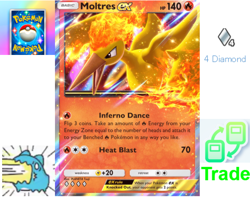 Pokemon TCG Pocket Trading Trade 4 Diamond Moltres eX Card ◆◆◆◆ - Image 1