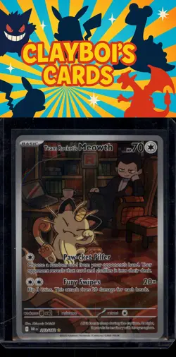 Team Rocket's Meowth Destined Rivals Pokemon 203/182 Illustration Rare NM+ - Image 1