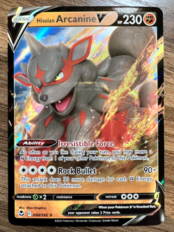 Pokemon TCG Sword & Shield Silver Tempest Hisuian Arcanine V 090/195 Ultra Rare - Image 1