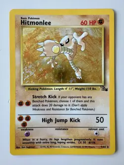 Pokemon TCG Hitmonlee 7/62 Fossil Unlimited Holo Rare WOTC Vintage 1999 - Image 1