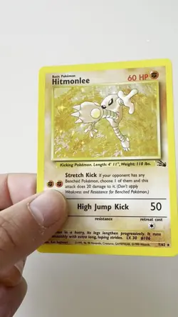 Pokemon TCG Hitmonlee 7/62 Fossil Unlimited Holo Rare WOTC Vintage 1999 - Image 2