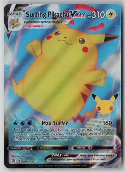 Surfing Pikachu VMAX 009/025 Pokemon TCG Celebrations Holo (Near Mint) NM 2 - Image 1