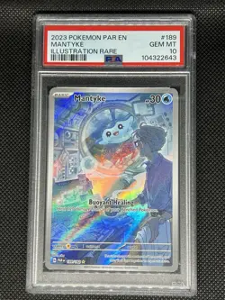 Mantyke 189/182 PSA 10 Paradox Rift Illustration Rare Pokemon SV PAR EN - Image 1
