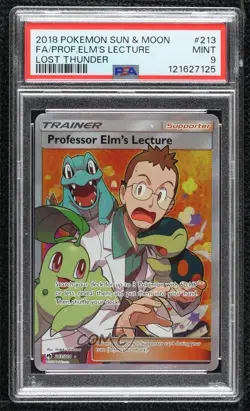 Full Art - Professor Elm's Lecture Pokemon Sun & Moon Lost Thunder PSA 9 MINT - Image 1