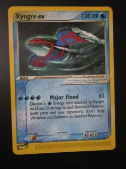 KYOGRE EX POKEMON CARD 001 BLACK STAR PROMO NON HOLO LIGHTLY PLAYED CREASE VG - Image 1
