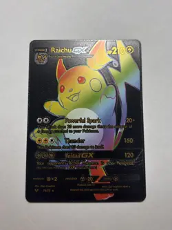 Black Foil Raichu GX Rainbow Fan Art Display gx Card NM - Image 1