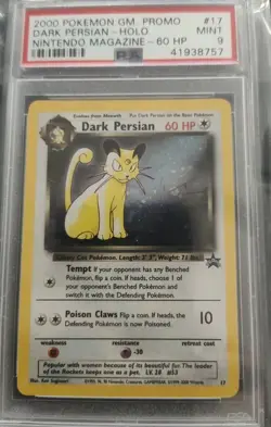 Pokemon TCG Dark Persian Holo Nintendo Promo Card 17. PSA 9 - Image 1