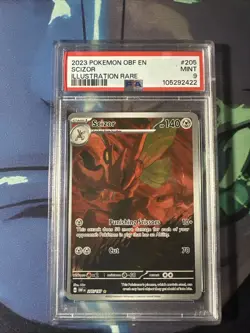 Scizor Pokemon TCG Sv03: Obsidian Flames Illustration Rare Card 205/197 PSA 9 - Image 1