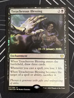 1x Foil Treacherous Blessing (117) Theros Beyond Death Pre-Release Promo MTG - Image 1