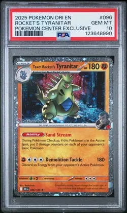 2025 POKEMON DRI EN-DESTINED RIVALS #096 TEAM ROCKET'S TYRANITAR PSA 10 - Image 1