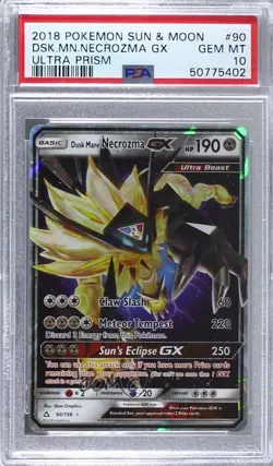 Dusk Mane Necrozma GX Pokemon Sun & Moon Ultra Prism PSA 10 GEM MT - Image 1