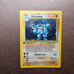1st Edition Machamp 8/102 Pokemon Base Set Holo Rare Card - MP - First Ed - Image 1