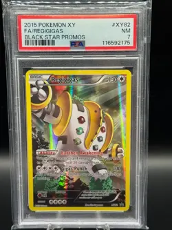 2015 POKEMON XY BLACK STAR PROMOS XY82 FULL ART/REGIGIGAS PSA 7 Graded Cards - Image 2