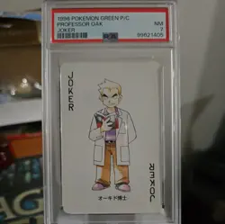 1996 POKEMON GREEN VERSION PLAYING CARDS JOKER PROFESSOR OAK PSA 7 - Image 1