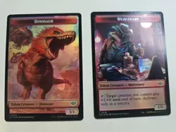 MTG -FOIL Mercenary / Dinosaur Double sided token Outlaws OTJ - Image 1