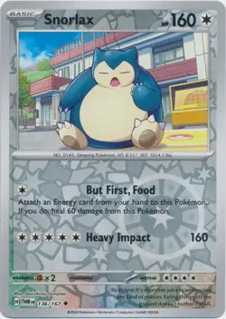 Reverse Holo Snorlax 136/167 Uncommon Twilight Masquerade Pokemon TCG - Image 1