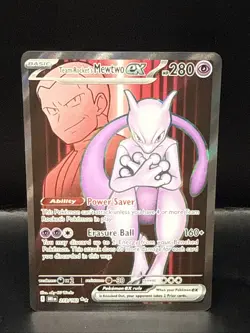 Pokemon Team Rocket's Mewtwo ex - 213/182 Full Art Destined Rivals NM Near Mint - Image 1