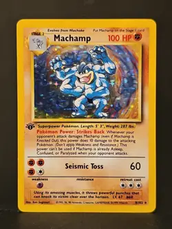 1999 Pokemon Base Set 1st Edition #8 Machamp HOLO R - Image 1