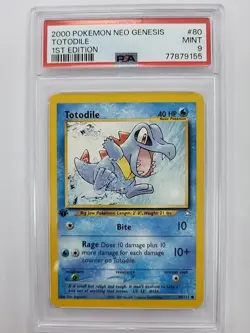 Pokemon TCG PSA Mint 9 2000 Totodile #80 1st Edition Neo Genesis US SELLER - Image 1