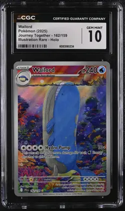 WAILORD Journey Together Illustration Rare #162 CGC 10 Pokemon [Nostalgium] - Image 1