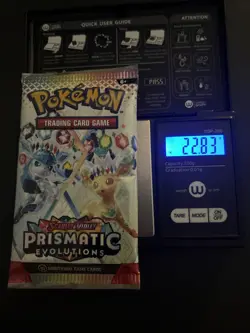 22.83g VERY HEAVY Prismatic Evolutions Pokemon Sealed Booster Pack New - Image 1