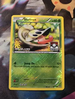 Shelmet 8/111 (2nd Place) Pokemon League Stamp Promo Furious Fists Reverse Holo - Image 1