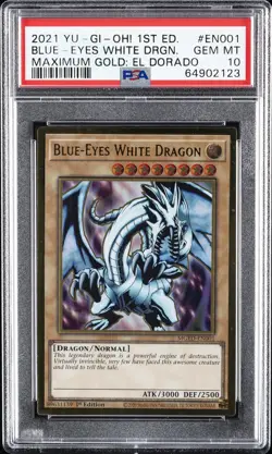 2021 YU-GI-OH! MAXIMUM GOLD: EL DORADO 1ST ED BLUE-EYES WHITE DRAGON PSA 10 - Image 1