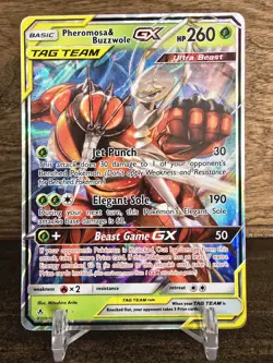 Pokemon Card Pheromosa & Buzzwole GX 1/214 Sm- Unbroken Bonds Holo Tag Team NM - Image 1