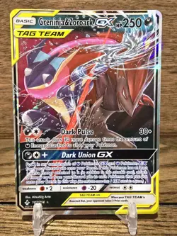 Pokemon Card Game TCG Greninja & Zoroark GX 107/214 Sm-Unbroken Bonds Holo LP - Image 1