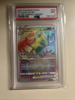 Lugia VSTAR Rainbow Secret Rare Card 202/195 SWSH12 Silver Tempest Pokemon PSA 9 - Image 1