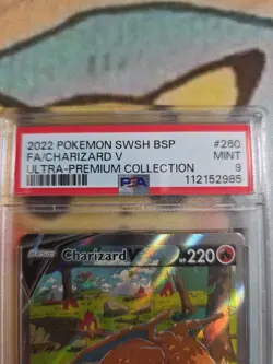 PSA 9 MINT Charizard V SWSH260 FULL ART HOLO PROMO Pokemon Card - Image 3