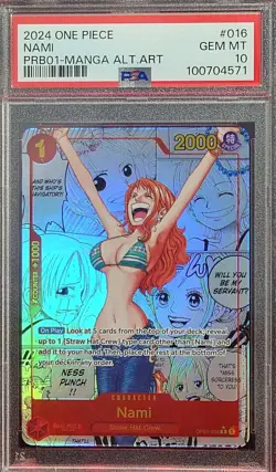 One Piece Trading Card Nami Manga Alt Art OP01-016 PRB-01 English Mint PSA 10 - Image 1