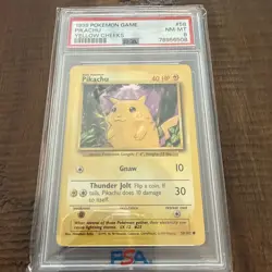 1999 POKEMON BASE SET UNLIMITED YELLOW CHEEKS #58 PIKACHU PSA 8 - Image 1